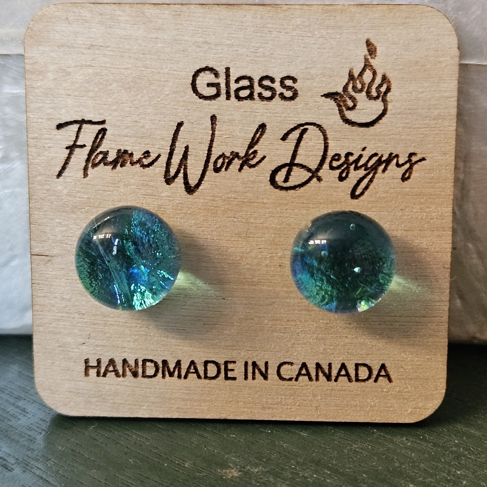 Flame Work Designs Blue Glass Earrings